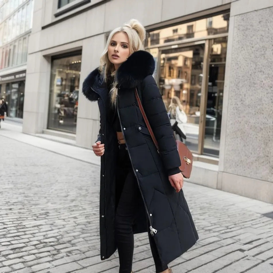 Warm Padded Parka with Faux Fur Hood