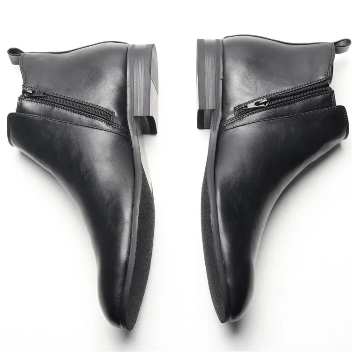 Classic Men's Leather Chelsea Ankle Boots with Stretch Sides