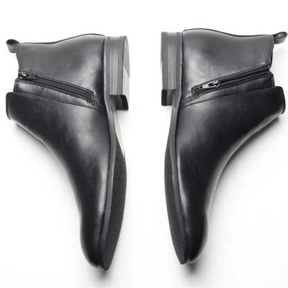 Classic Men's Leather Chelsea Ankle Boots with Stretch Sides