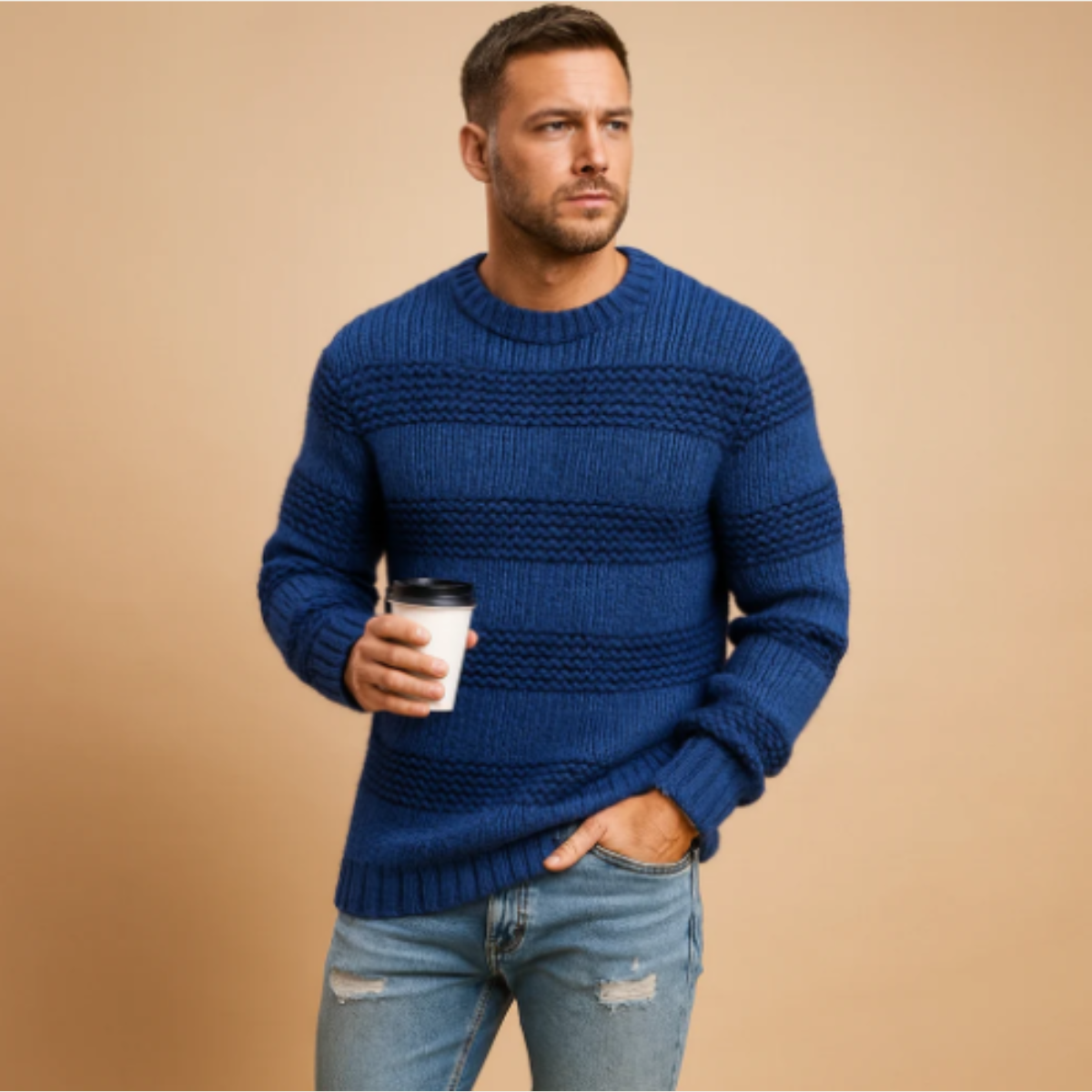 Warm Fair Isle Crew Neck Winter Sweater