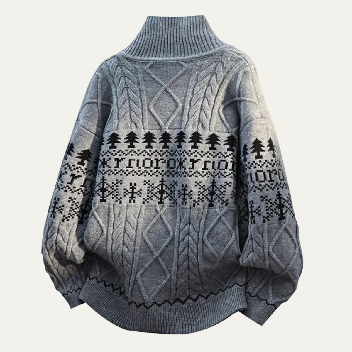 Warm Mens Nordic Knit Button Jacket