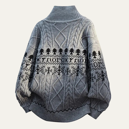 Warm Mens Nordic Knit Button Jacket