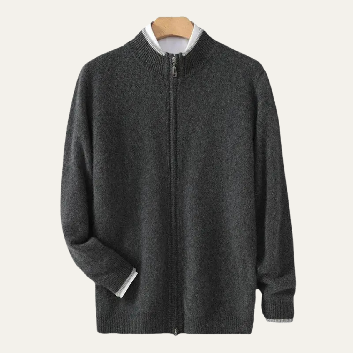 Cozy Men's Cashmere Zip Up Sweater