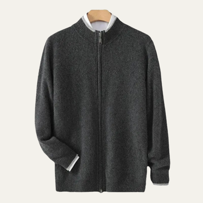 Cozy Men's Cashmere Zip Up Sweater