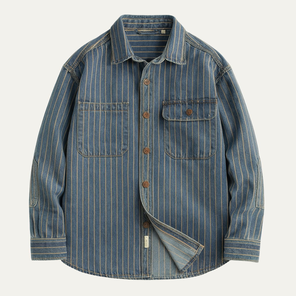 Classic Mens Relaxed Fit Striped Cotton Shirt - Nocini