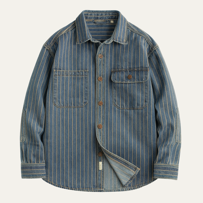 Classic Mens Relaxed Fit Striped Cotton Shirt - Nocini