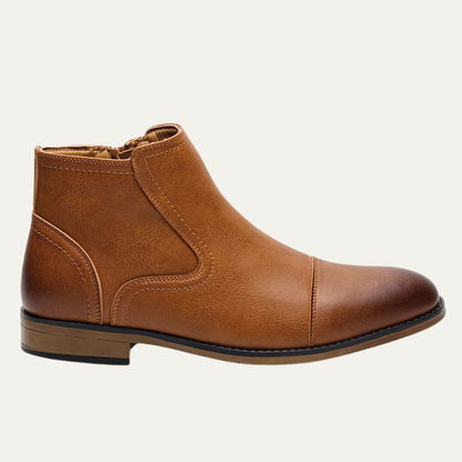 Stylish Men's Leather Side Zip Ankle Boots