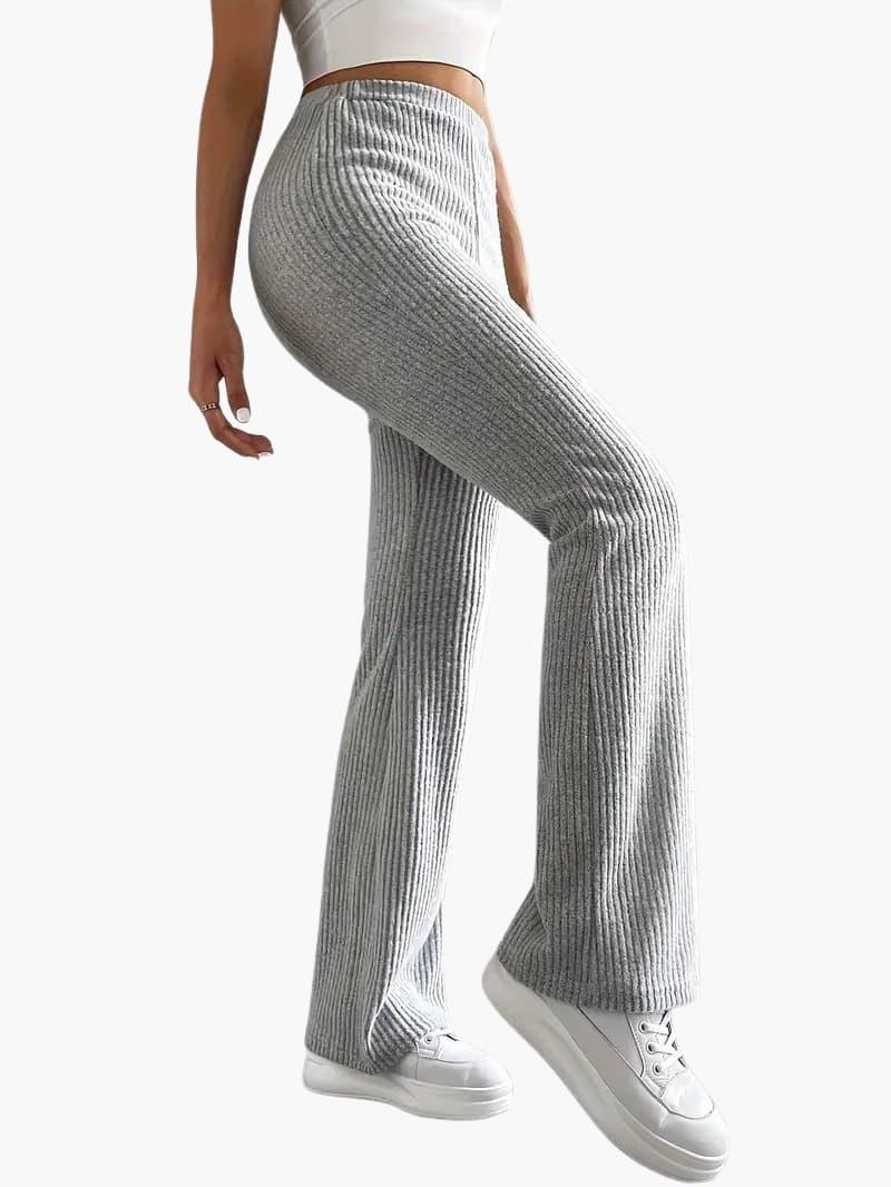 Soft High Waisted Knit Trousers for Women – Relaxed Fit Pants