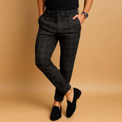 Stylish Mens Checked Slim Fit Trousers