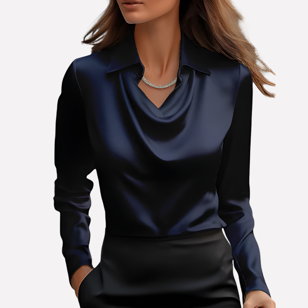 Elegant Silk Blouse with Folded Neckline