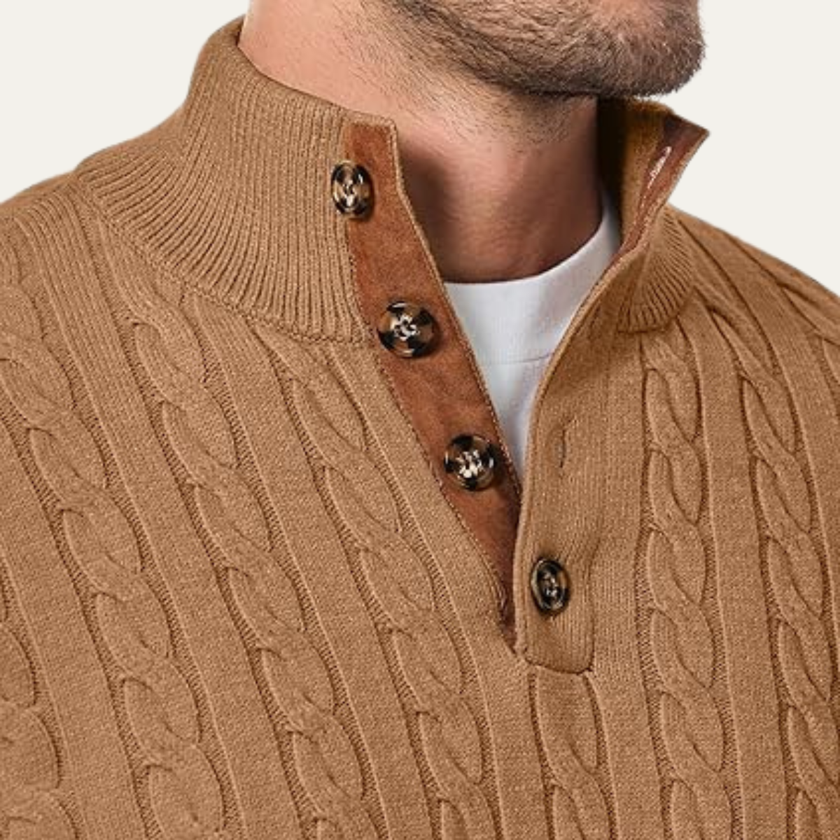 Classic Men's Crew Neck Cable Sweater