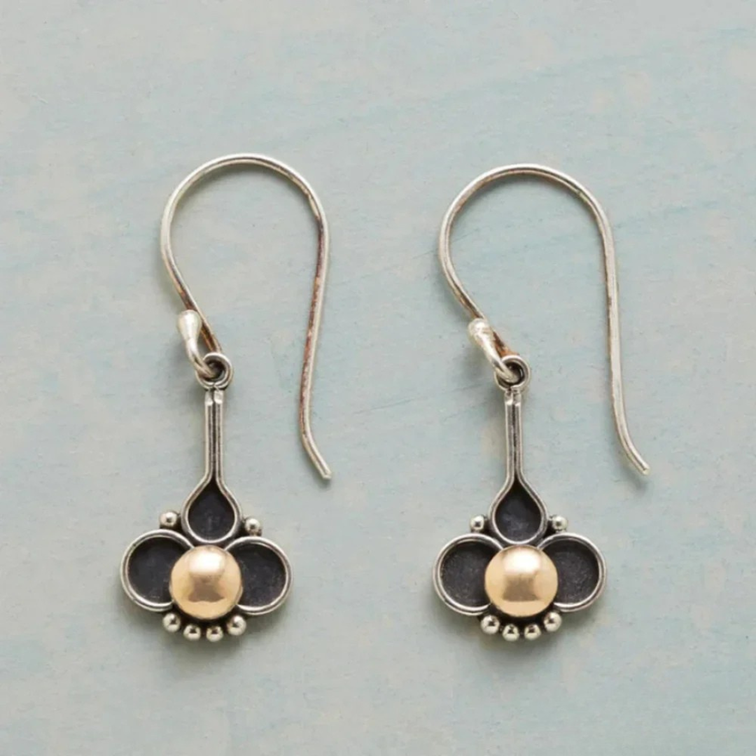 Vintage Floral Silver Drop Earrings - Nocini