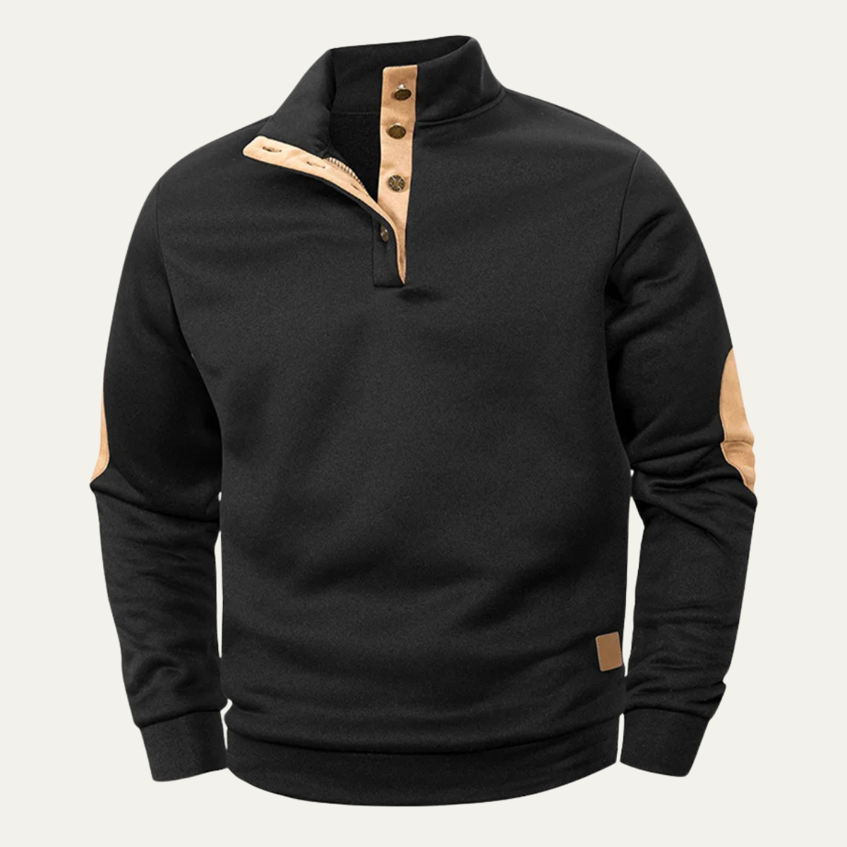 Classic Men's Fleece Sweater with Patched Elbows
