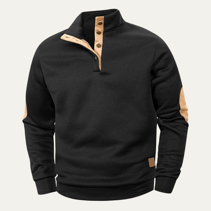 Classic Men's Fleece Sweater with Patched Elbows