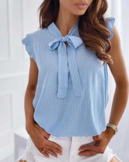 Chic Ruffle Top with Bow Neckline
