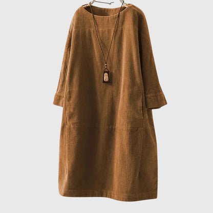 Casual Button Front Corduroy Dress