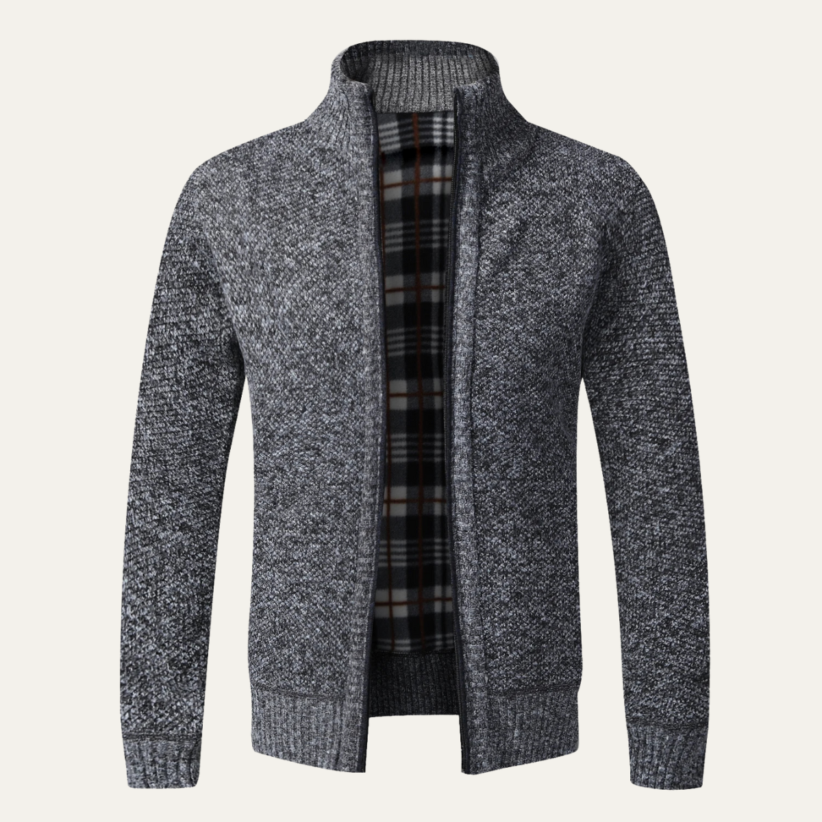 Warm Mens Cable Knit Zipper Sweater