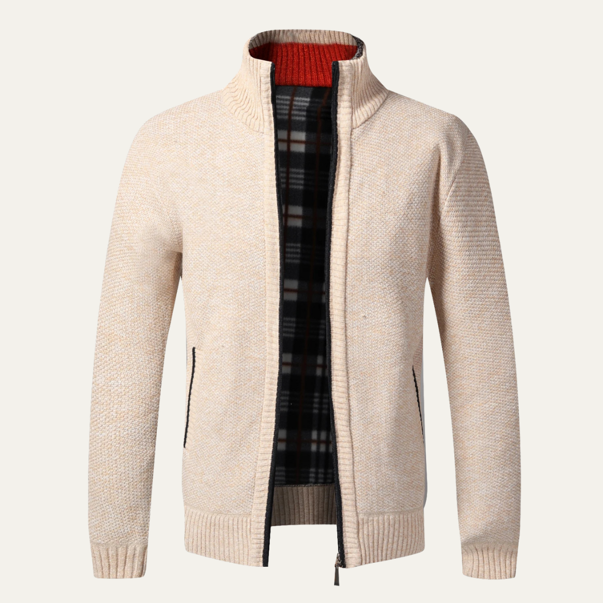 Warm Mens Cable Knit Zipper Sweater