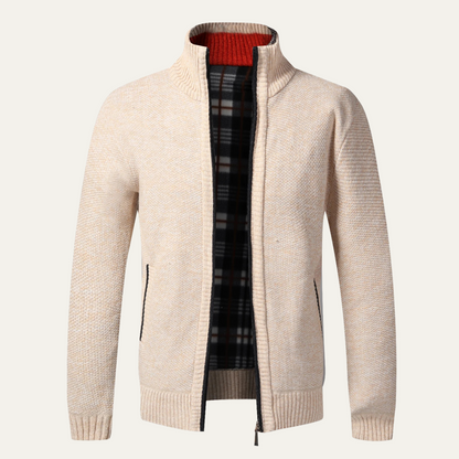 Warm Mens Cable Knit Zipper Sweater