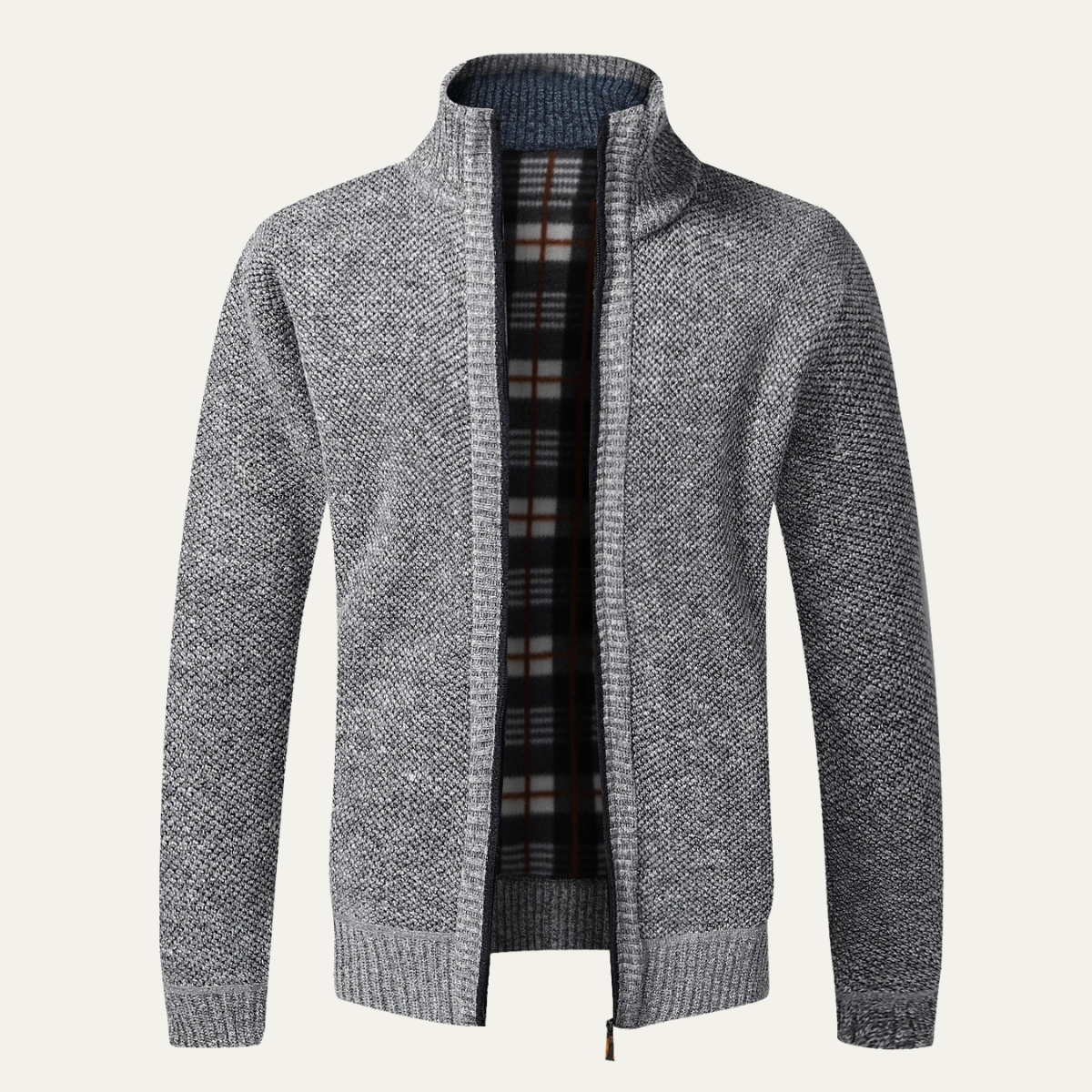Warm Mens Cable Knit Zipper Sweater