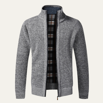 Warm Mens Cable Knit Zipper Sweater