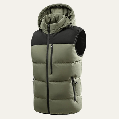 Thermal Men's Insulated Hooded Puffer Vest with Zip Pockets