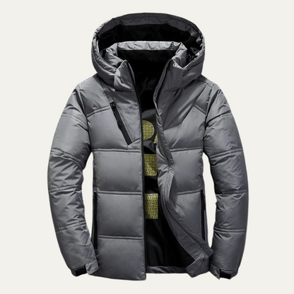 Warm Waterproof Men's Down Filled Hooded Jacket