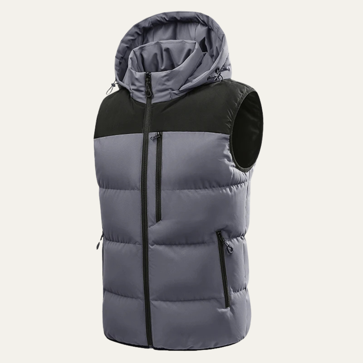 Thermal Men's Insulated Hooded Puffer Vest with Zip Pockets