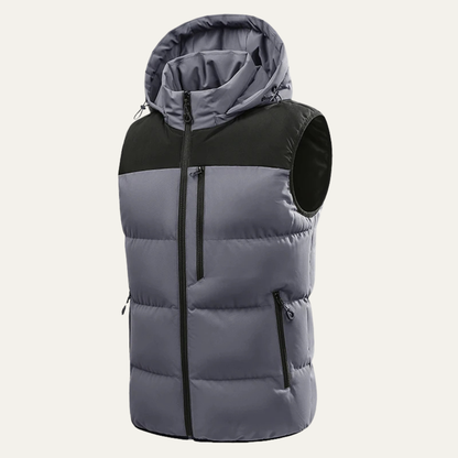 Thermal Men's Insulated Hooded Puffer Vest with Zip Pockets