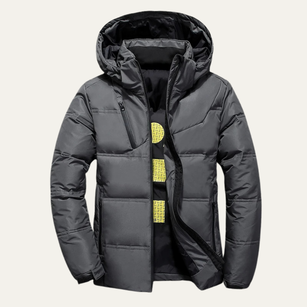 Warm Waterproof Men's Down Filled Hooded Jacket