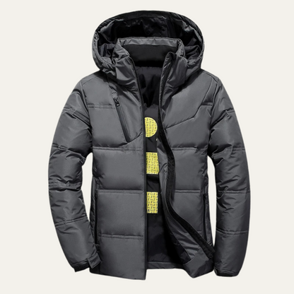 Warm Waterproof Men's Down Filled Hooded Jacket