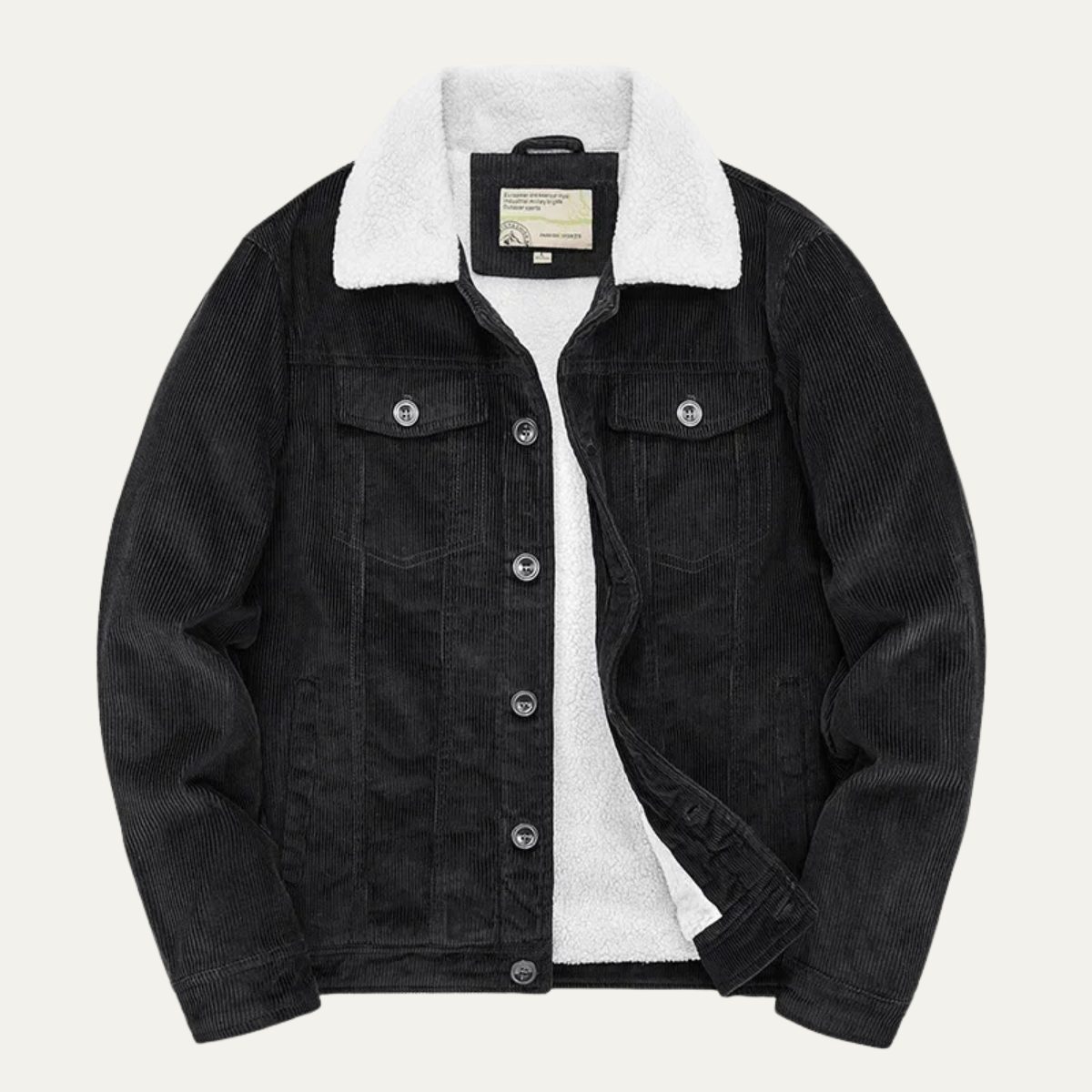 Warm Mens Corduroy Fleece Lined Winter Coat