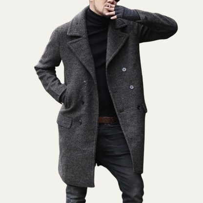 Classic Mens Wool Overcoat with Pockets