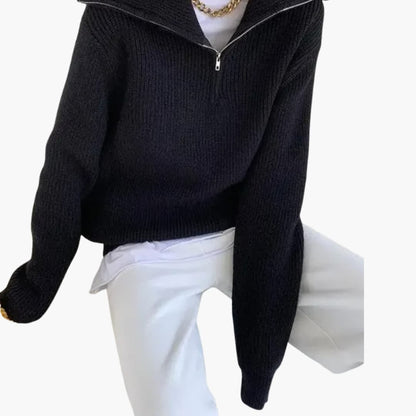 Women's Zip Up Ribbed Knit Sweater