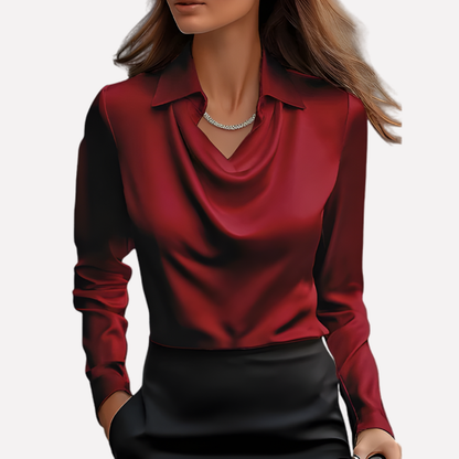 Ladies Silk Blouse with Flowy Neckline