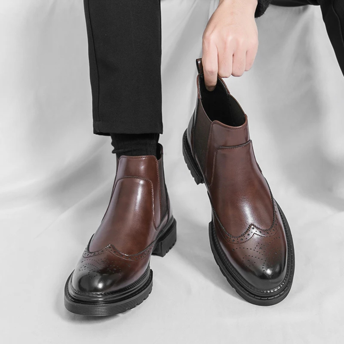Classic Mens Non Slip Leather Chelsea Ankle Boots