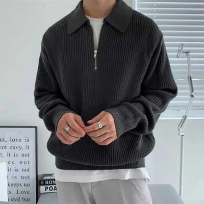 Cozy Mens Thick Cable Knit Half Zip Jumper