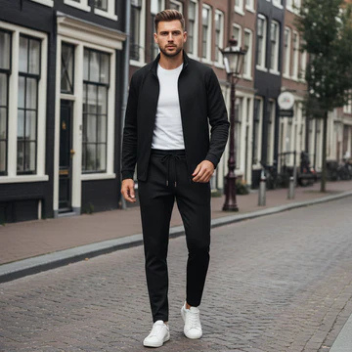 Slim Fit Men's Athletic Tracksuit Jacket and Pants