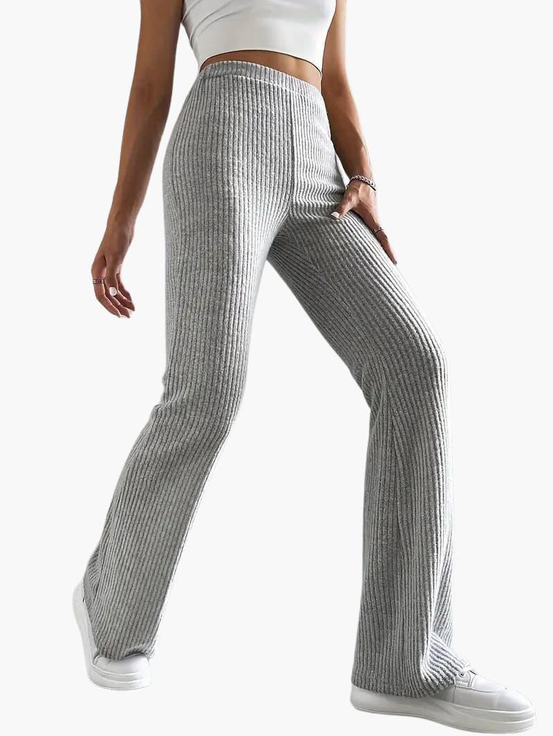 Soft High Waisted Knit Trousers for Women – Relaxed Fit Pants