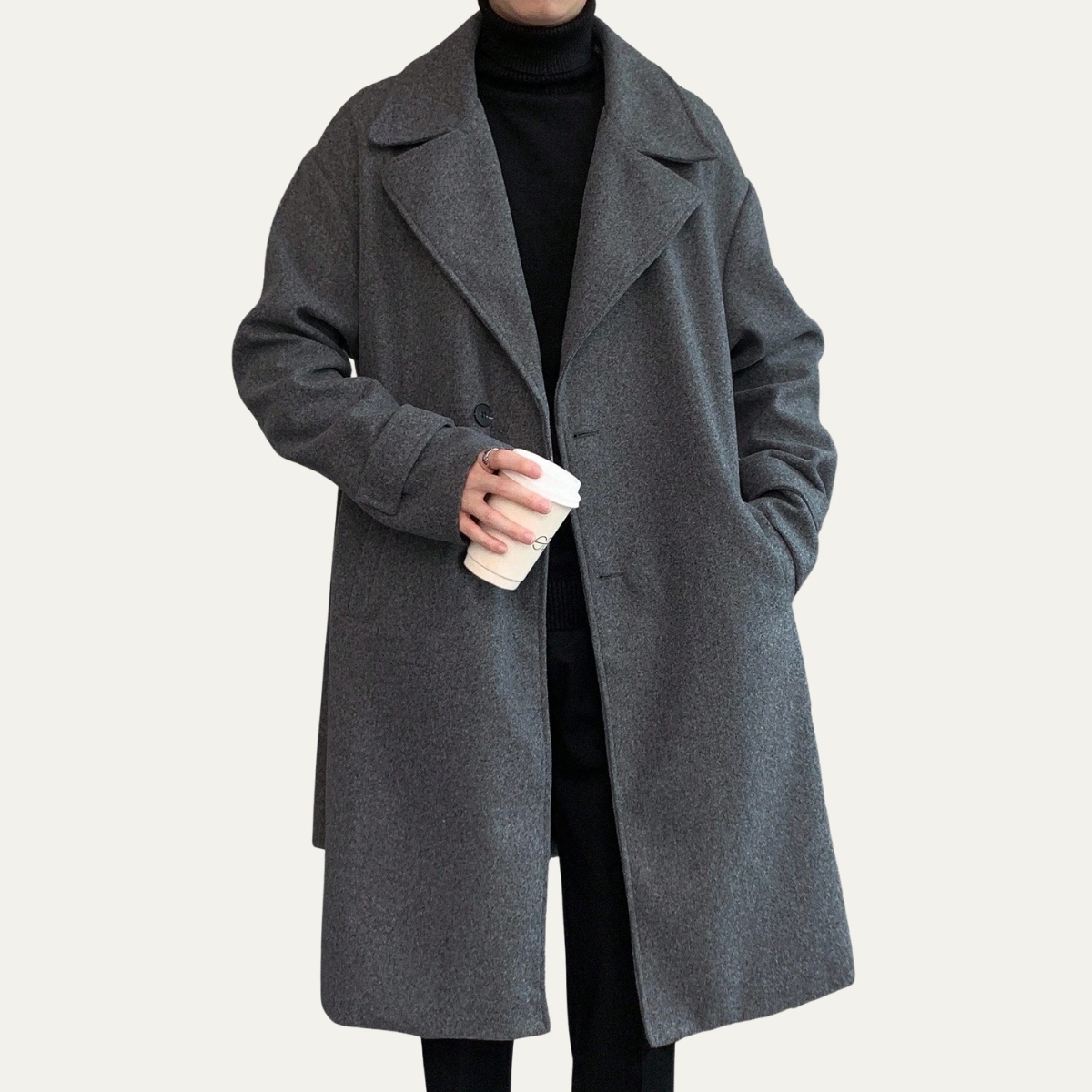 Classic Men's Camel Overcoat with Adjustable Belt