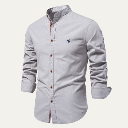 Relaxed Fit Men's Cotton Linen Dress Shirt