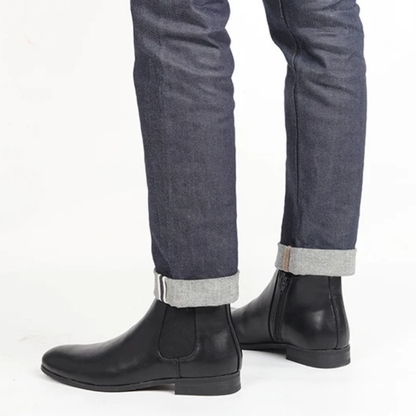 Classic Men's Leather Chelsea Ankle Boots with Stretch Sides