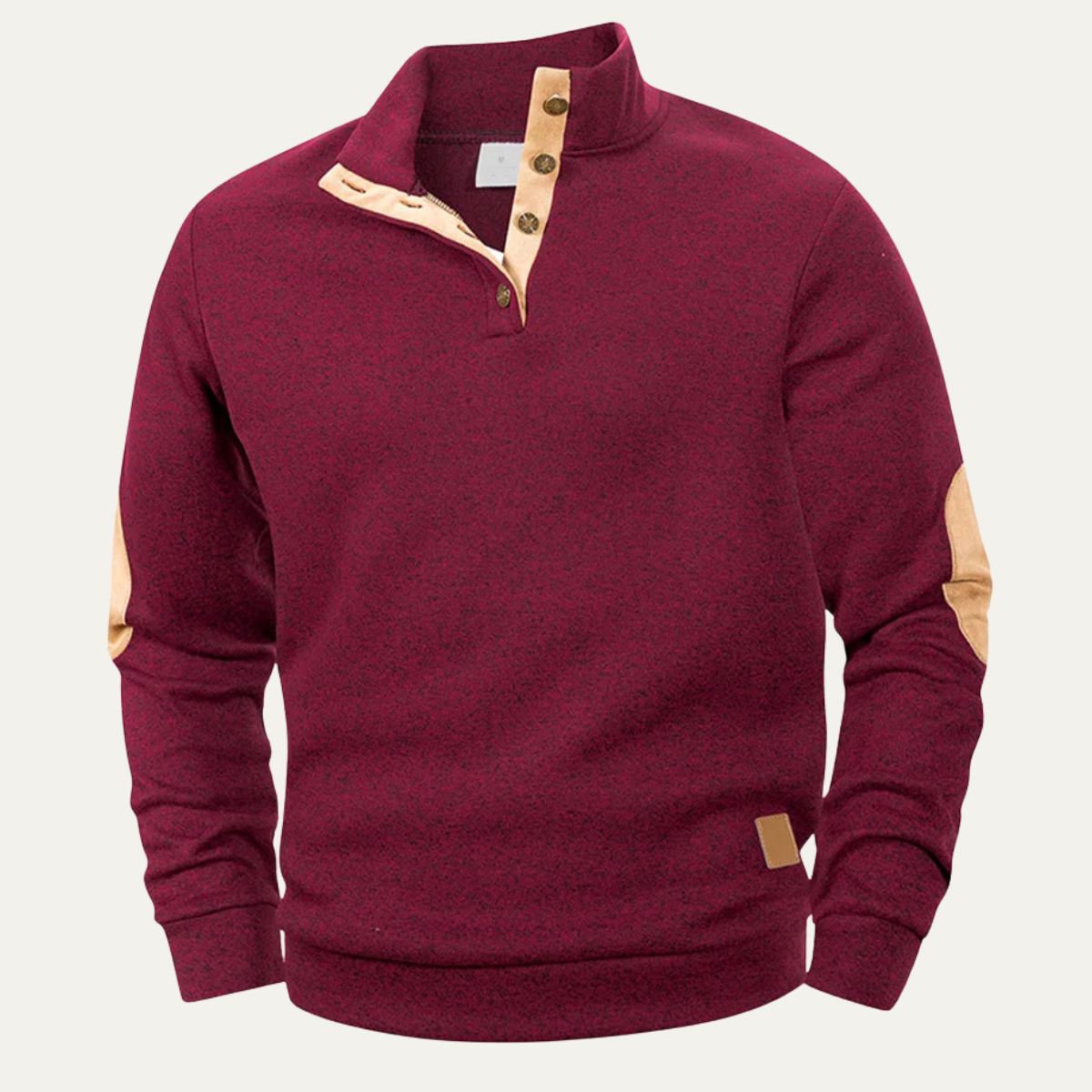 Classic Men's Fleece Sweater with Patched Elbows - Nocini