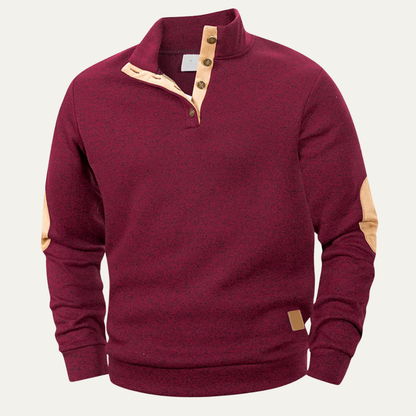 Classic Men's Fleece Sweater with Patched Elbows - Nocini