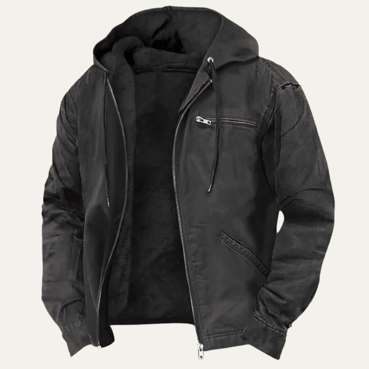 Men's Cozy Fleece Lined Vintage Hoodie Jacket
