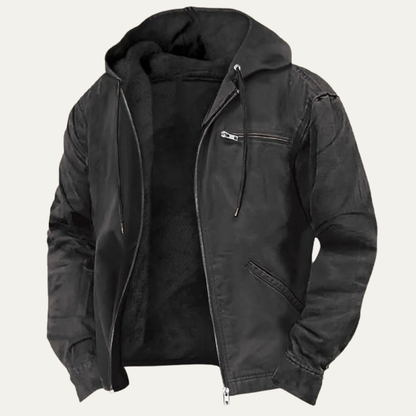 Men's Cozy Fleece Lined Vintage Hoodie Jacket