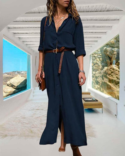 Casual Women's Long Sleeve Shirt Dress