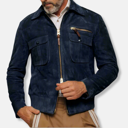 Classic Fit Collar Leather Jacket - Nocini