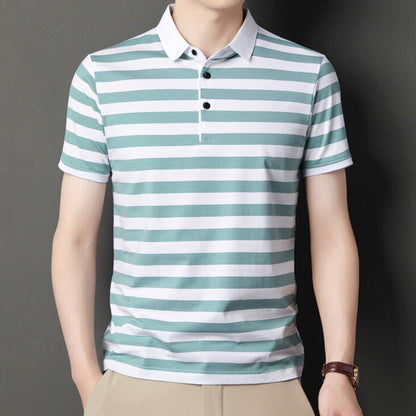 Men's Slim Fit Short Sleeve Striped Polo Shirt