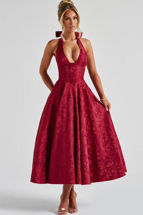Elegant V-Neck Sleeveless Maxi Evening Dress